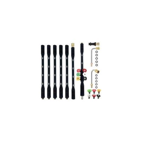 10 Pcs Rallonge pour nettoyeur haute pression avec adaptateur Karcher Compatible pour Karcher K Series K2 K3 K4 K5 K6 K7, 4000PSI Outils de nettoyage de gouttière Rallonge Lance, 1/4