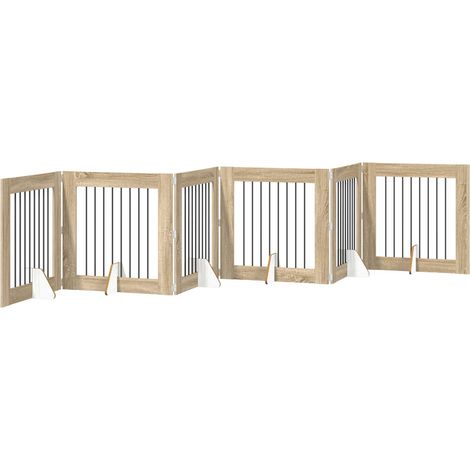 Foldable Dog Gate with Stands 6 pcs Sonoma Oak 482 cm vidaXL