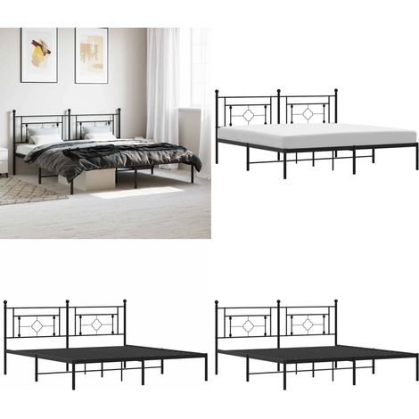 Cadre de lit métal sans matelas avec tête de lit noir 183x213cm - Cadre De Lit - Lit Double - Lit Metal - Lit Avec Têtedé Lit - Literie - Home & Living (1/5)