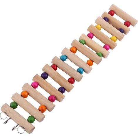 Echelle Pont Pour Rongeurs - Échelle Flexible En Bois Naturel Pour Hamster Gerbille Souris - Jouet D'escalade Et De Balancement Pour Cage - 1 Pièce (1/5)