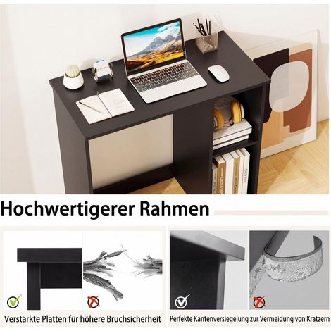 Gain de place, bureau informatique 31,5 pouces avec étagère 2 niveaux, structure stable, pour petit espace (1/5)