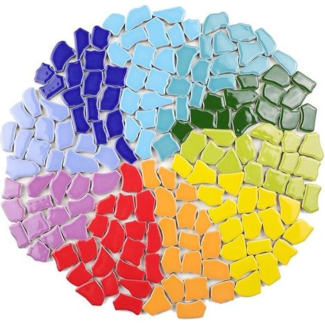 Carreaux de mosaïque colorés, 0,5 kg – Grandes céramiques irrégulières, pour les loisirs créatifs, la salle de bain, la cuisine, le salon, le jardin (1/5)