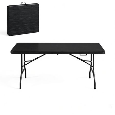 Mesa plegable de balcón de HDPE y metal negro 180 x 74 x 70 cm MODENUIT (1/5)