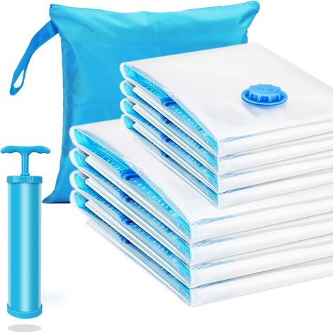 Sac Aspirateur Vêtements Aspirateur 11pcs Set Sac De Stockage Sous Vide, Sac De Compression De Stockage De Voyage, Literie, Oreiller, Couette, Armoire, Manteau (60  80cm5pcs + 80  100cm5pcs Plus Pompe (1/4)