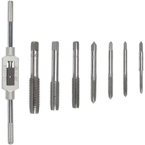 Pair Jeu de Tarauds Métrique goujure hélicoïdale 8PCS Tarauds Filetés Réglables Avec Alésoir (M3 M4 M5 M6 M8 M10 M12) (1/5)