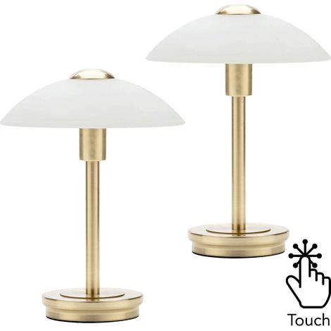 Litecraft Table Lamp Touch Base With Alabaster Shade In Satin Brass - 2 Pack