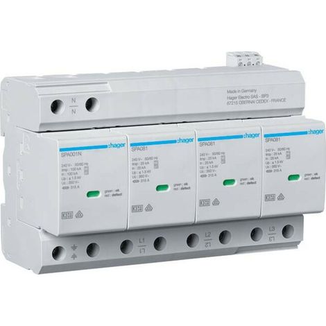Hager Kombiableiter T1+T2 4P Uc350V Iimp SPA801