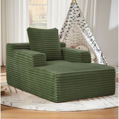 Divano letto chaise longue in corduroy verde OKMYHOME (1/5)