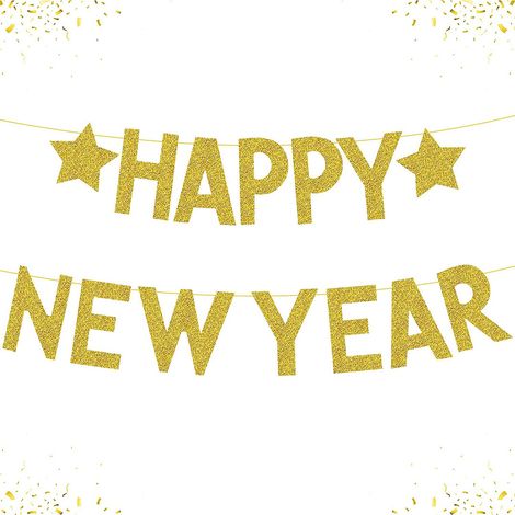 Bannière pailletée « Bonne Année » - 5 mètres, prête à l'emploi Décorations de Nouvel An dorées pour la Saint-Sylvestre 2024 Bannière de Nouvel An Décorations de Nouvel An 2024 (1/5)