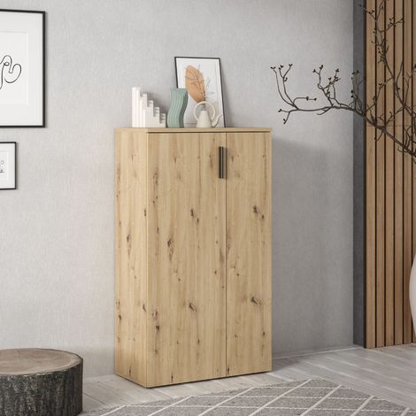 Mobile multiuso scarpiera 2 ante con 5 ripiani colore rovere Lucio 69x34x120H (1/5)