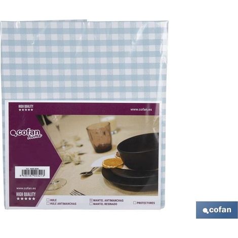 Nappe imperméable antitache à carreaux vichy 140x300cm en vinyle et polyester bleu et blanc
