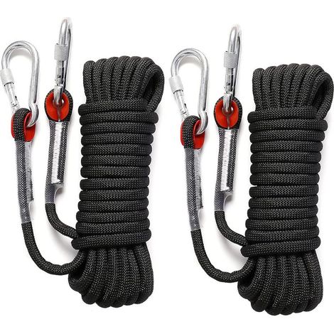 Lot de 2 Corde D'escalade 10M, 10mm Corde D'escalade Statique avec Mousquetons, Corde D'évacuation Corde de Sauvetage, Charge Maximale - 12KN/1200KG (1/5)
