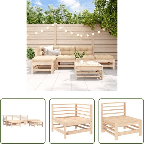 Holzsofa - 6-tlg. Garten-Lounge-Set Massivholz Kiefer (1/5)