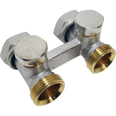 Vanne double corps droit bitude pour raccordement au sol - écrou 3/4" (20/27) - mâle 3/4 EK - Somatherm (1/2)