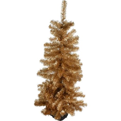Árbol de Navidad de mesa galvanizado dorado 120 cm Ambiance