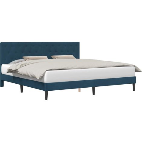 Maison Exclusive - Bettrahmen mit Kopfteil Blau 180 x 200 cm Samt