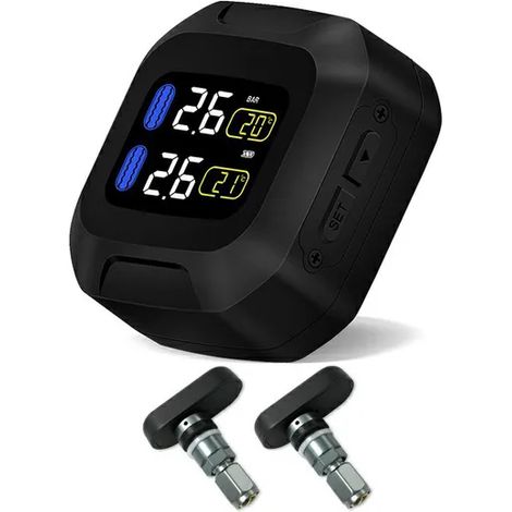 Capteurs sans fil intégrés pour moto, système de surveillance de la pression des pneus, alarme de pneu, 2 outils, capteurs pour véhicules compatibles BMW et Kawasaki (1/5)