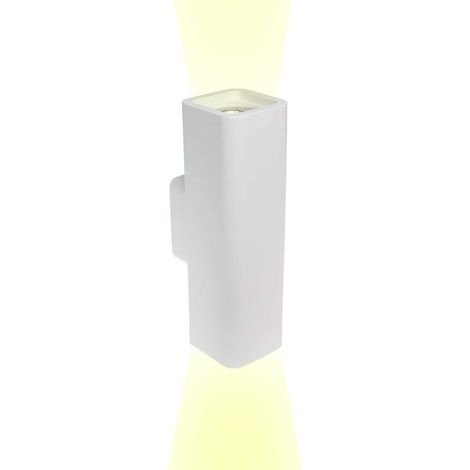 Applique in gesso design moderno a biemissione con doppio attacco per lampadine GU10 forma rettangolare (1/3)