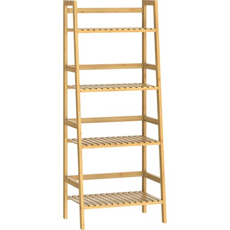 Casaria Bathroom Shelving Unit Bamboo - 4 Shelves 123x48x32cm - Wooden Shelving Unit Cellar Kitchen Laundry Room (1/5)