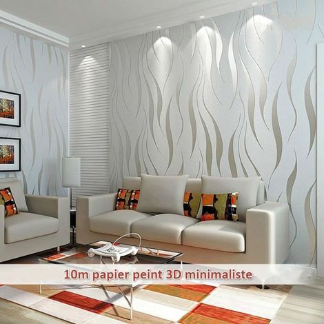 10M Papier Peint 3D Intissé Moderne Minimaliste Courbes Brillance pour Chambre Salon TV Fond