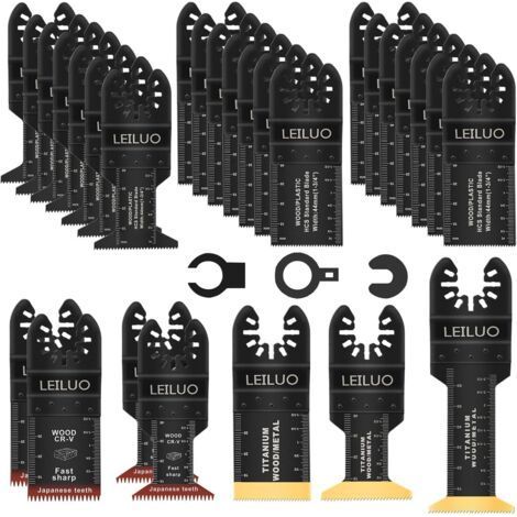 32 - Lame De Scie Oscillante - Accessoire Outil Multifonction - Coupe Bois Clous Plâtre - Compatible Dewalt Makita - Noir - 8x5cm (1/5)