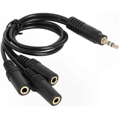 Câble répartiteur 3,5 mm, adaptateur casque 1 mâle vers 3 femelles, PVC noir. (1/5)