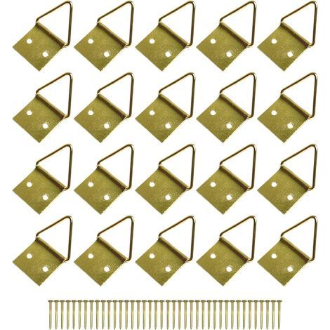 20x Crochet laiton attache fixation tableau cadre accroche suspension mural photo art mural décoration avec clous, 18mm (1/2)