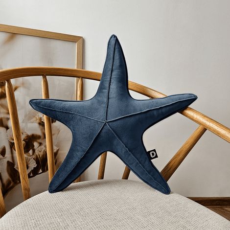Großes Samtkissen mit Seesternmotiv VE2211 Marineblau (1/2)