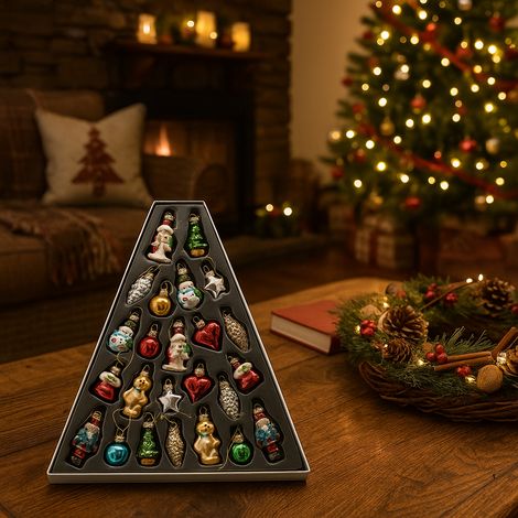 Palline in vetro per albero odi natale 24 pezzi h 5 cm