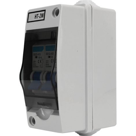 2-poliger 6000-A-Fehlerstromschutzschalter mit 30-mA-Fehlerstromschutz, 230 V, mit wetterfestem Verteilerkasten, Überlast- und Ableitstromschutz (1/5)