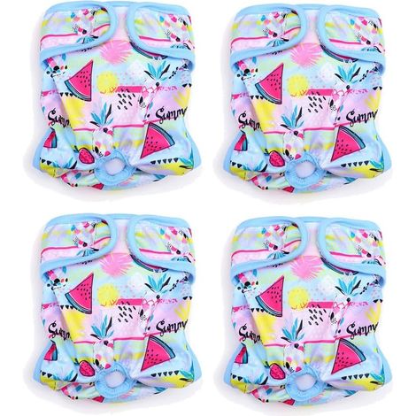 Reusable Washable Dog Diapers for Female Dogs, Pack of 4, Hygienic Dog Pants, Super Absorbent Diapers for Small, Medium, and Large Dogs (XS, Pineapple) (1/5)