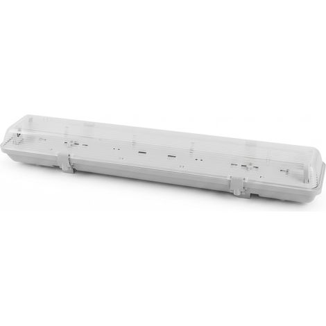 Pantalla estanca Basik LED 2xT8 60 cm IP65 gris con reflector blanco 9,5x66x12,3 cm