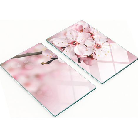 Tablas de servir de cristal para cocina con estampado de flores rosas, 2 x 30 x 52 cm.