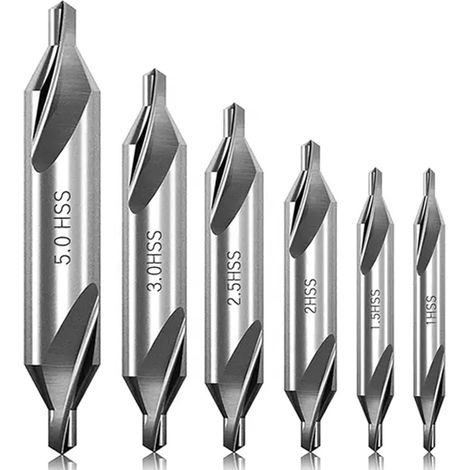 6 Stück HSS Zentrierbohrer Metall Set, Zentrierbohrer Center Drill Bit, 60 Grad M2 6542 Countersink Bohrer Senker Anbohrer Für Drehbank Zubehör, Holz Drehmaschine Zubehör(1.0/1.5/2.0/2.5/3.0/5.0mm) (1/5)