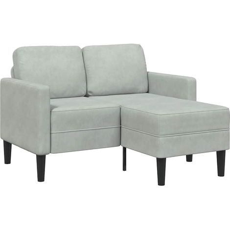 2-Sitzer-Sofa mit Chaiselongue L-Form Hellgrau 125 cm Samt