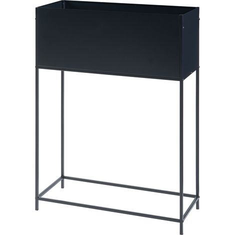Soporte para plantas con bandeja metálica integrada 100 x 70 x 30 cm negro 030010710
