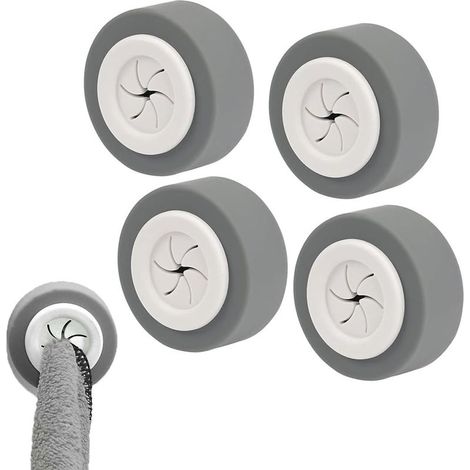 4Pcs Porte Torchon Crochet Adhésif Ronde Support de Pince, ABS Accroche Serviette Adhésif Aalle de Bain, Sans Perçage Crochet Torchon Cuisine et Maison (1/5)