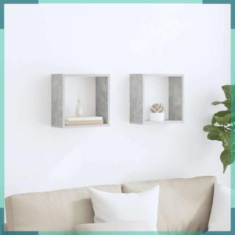 Étagère cube - 807010 - Gris béton - Bois d'ingénierie - 30 x 15 x 30 cm (2 pcs) (1/5)