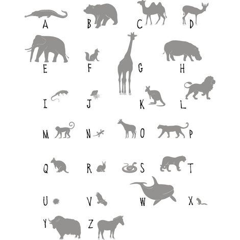 papier peint panoramique animaux ABC gris  - ESTAhome (1/5)