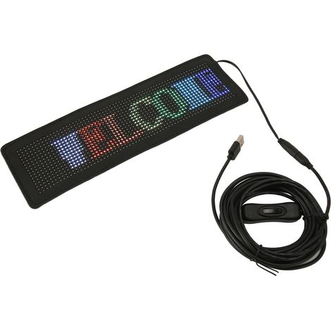 Panneau LED pour voiture, programmable via application, USB 5V, prise allume-cigare 12-24V, affichage LED RGB défilant flexible et programmable, signalétique publicitaire pour commerces, bars et hôtel (1/5)