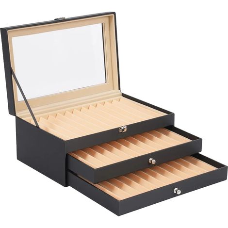 Organisateur de stylos, design à trois niveaux, capacité de 36 stylos, noir (1/2)