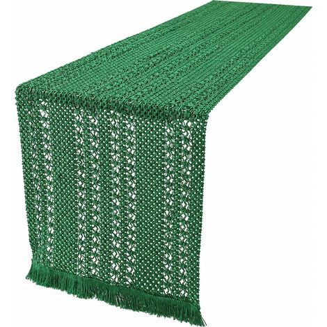 Chemin de table rétro japonais en coton et lin, nappe à rayures pour table basse, Noël, 30 cm de large (la largeur dépend de la couleur) x longueur 160 cm (la taille comprend les pompons) - Vert creux (1/4)