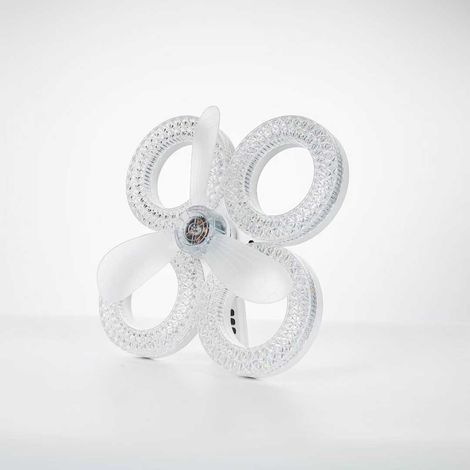 Plafonnier Ventilateur Silencieux avec Télécommande et Variateur, Luminaire LED 60W en Cristal Design Trèfle à Quatre Feuilles, Suspension Moderne pour Salon et Chambre