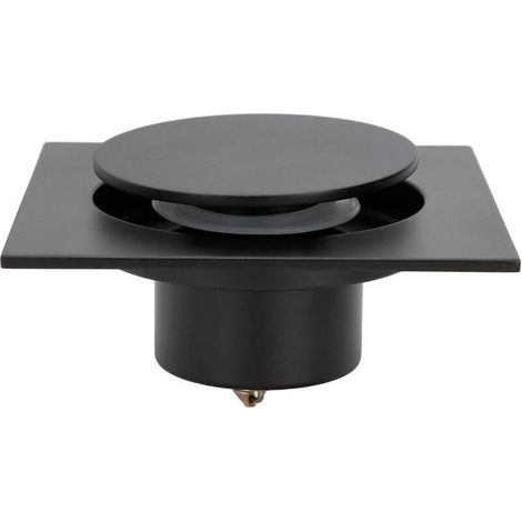 Caniveau de douche carré en acier inoxydable anti-odeurs pour cuisine, salle de bain, garage, sous-sol, toilettes, 10 x 10 cm (caniveau de sol noir) (1/3)