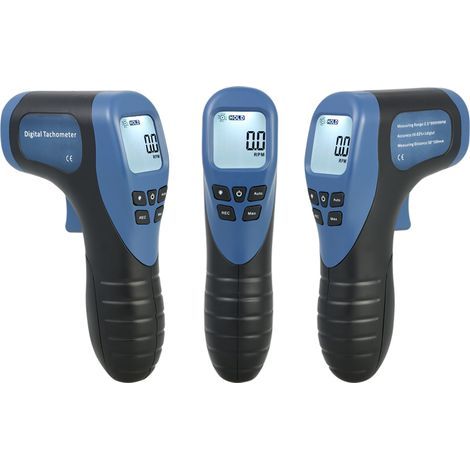 Portable LCD digital tachometer, non-contact laser, engine speed measuring range from 2.5 to 99,999 rpm, with 1 reflective strip (1/5)
