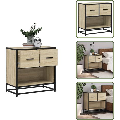 vidaXL Table de chevet chêne sonoma 60x31x60 cm bois ingénierie métal (1/5)