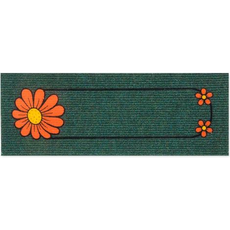 Zerbino Antiscivolo Salva Gradino 25x69 Assorbente Tappeto Ingresso Morbido 100% Made In Italy Fiore - Verde