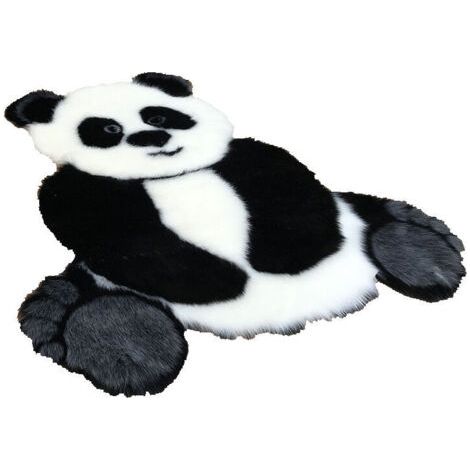 Tapis de panda de dessin animé en fausse fourrure, coussin doux à poils longs, tapis soyeux à poils longs pour salon, chambre à coucher, baie vitrée, canapé, 35 pouces x 47 pouces, Panda (1/5)