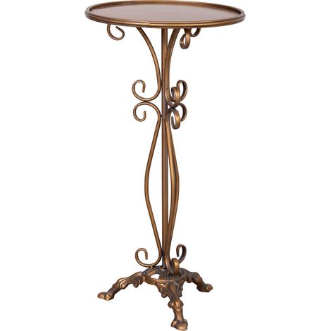 Mesa auxiliar de metal envejecido dorado 40x40x77 (1/5)