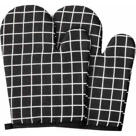 Gant anti-chaleur Gants de Four en Coton Doublure, 1 Paire de Gants de Cuisine Anti Chaleur pour Barbecue Cuisine Grillade Cuisson, NoirGant anti-chaleur (1/5)